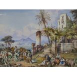 Gonsalvo Carelli (1818-1900) Italian, A fiesta in a garden by the Bay of Naples, signed and