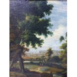 English School (18th/19th Century), Figures in a river landscape,, oil on canvas,