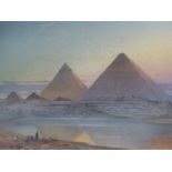 John Varley Junior (1850-1933), The Pyramids with figures and sheep in the foreground, signed and