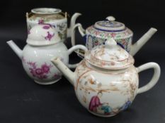 A Cantonese tea kettle. With famille rose decorations. Together with an Oriental export ware