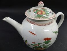 A Bristol Plymouth pottery teapot and cover. Decorated in the Kaikiemon style. 17cm high