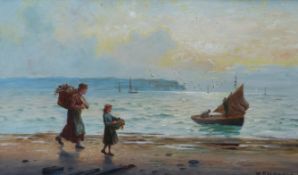 Francis Jamieson (1895-1950) Scottish (ARR), Seaweed gatherers on the beach and companion of