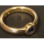 A Modern Cartier sapphire set single stone ring 1995, cased.