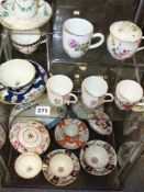 Various English porcelain tea cups, tea bowls and saucers. etc