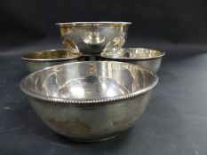 A matched set of four silver finger bowls. Three dated London 1923 the other Sheffield 1938. 17ozs