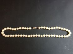 A cultured pearl single strand necklace