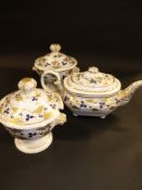 A pair of 19th Century Derby sauce tureens and covers. Decorated with gilded grapevine designs. 17cm