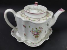An early 19th Century Newhall teapot and cover. With matching teapot stand
