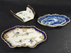 An early Worcester asparagus server and two early spoon trays (3)