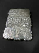 A silver Castle top card case. Depicting Windsor Castle and Abbotsford House. Birmingham 1840. 9 x