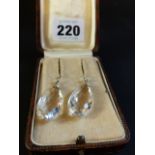 A pair of Rock crystal and diamond set drop earrings