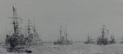 William Lionel Wyllie (1851-1931), How the Fleet came to anchor, signed in pencil, etching, 10 x