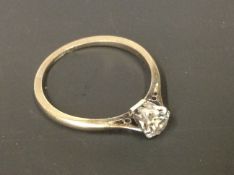 An 18ct white gold single stone diamond ring