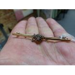 A Victorian diamond set cluster bar brooch