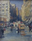 Niles (late 19th-early 20th Century), Street scene in Madrid, oil on board, 15 x 12cm. Roland,