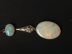 An opal set pendant on chain