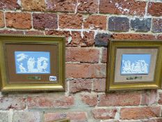 Two Wedgwood blue Jasper ware plaques of classical figures after the original models by John Flaxman