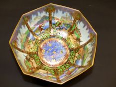 Daisy Makeig-Jones: A Wedgwood Fairyland lustre octagonal bowl. Geisha/angels's pattern number