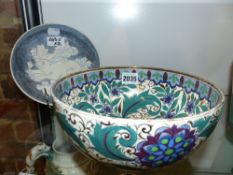 Two Wedgwood studio pottery pieces, a deep bowl with floral and gilt decoration 22cm diameter and
