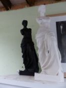 A Wedgwood Parian ware figure Venus Victrix. 52cm high and a similar black Basalt figure