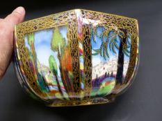 Daisy Makeig-Jones: A Wedgwood octagonal Fairyland lustre bowl. Pattern number Z5125. The interior