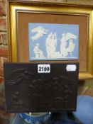 A Wedgwood black Basalt plaque of classical figures after the 18th Century original by John