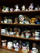 A large collection of pottery figural Toby jugs many by Royal Doulton (approximately 48)