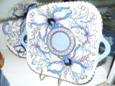 Two Bursley ware Charlotte Rhead flower decorated serving plates