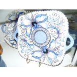 Two Bursley ware Charlotte Rhead flower decorated serving plates