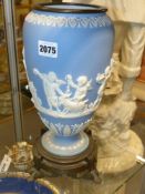 A blue Jasper ware bronze mounted vase/lamp base. 32cm high