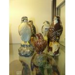 Five Beswick pottery Scotch whisky bottles in the form of birds of prey