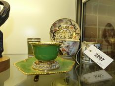An antique Flight Barr and Barr Worcester unusual footed small bowl and stand, a small Spode gilt