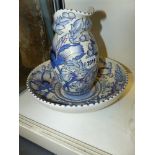 Bursley ware Charlotte Rhead flower decorated pottery jug and bowl