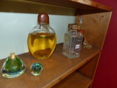 Large size perfume/scent display bottles.Obsession, Equipage and three smaller bottles