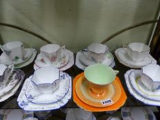 A Collection of eight Shelley trios. Some with Art Deco designs. Each trio comprises a cup, saucer