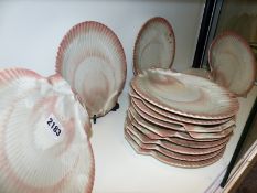 Twelve antique Wedgwood pottery scallop shell shape side dishes