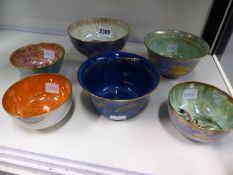 Daisy Makeig-Jones: Six assorted Wedgwood lustre bowls. Diameter of largest 9cm