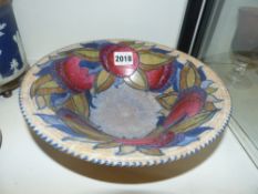 Crown Ducal Charlotte Rhead fruit decorated pottery bowl. 25cm diameter