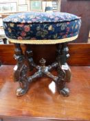 A 17TH.C.AND LATER OAK STOOL.