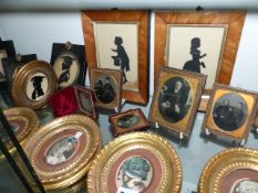 A COLLECTION OF 18TH.C.AND LATER MINIATURE PORTRAITS, VARIOUS SILHOUETTES, AMBROTYPES,ETC.