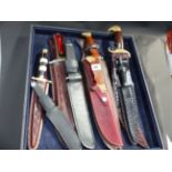 EIGHT VARIOUS MODERN BOWIE KNIVES