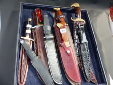 EIGHT VARIOUS MODERN BOWIE KNIVES