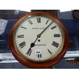 A VICTORIAN MAHOGANY 12" DIAL WALL CLOCK,ROMAN NUMERAL DIAL SIGNED KNIGHT & SON, NORTHAMPTON WITH