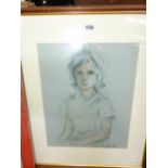 JOAN HAMMOND (20TH.C.) A PORTRAIT OF A GIRL, SIGNED, PASTEL. 35x28cms