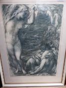 THE BATHERS BY CHARLES SHANNON, A SIGNED LITHOGRAPH. 42 X 30CM