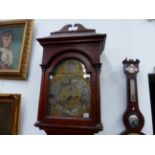 AN 18TH.C.OAK LONGCASE CLOCK WITH 12 " ARCH BRASS DIAL, SIGNED JOHN HALIFAX, BARNSLEY. SUBSIDARY