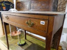 AN 18TH.C.OAK SIDE TABLE WITH FRIEZE DRAWER