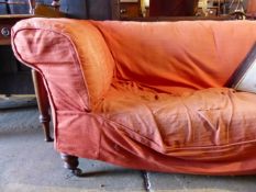 A VICTORIAN CHESTERFIELD SETTEE FOR UPHOLSTERY
