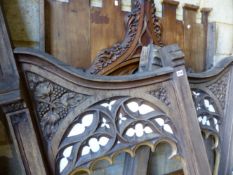 A GROUP OF 19TH.C.GOTHIC REVIVAL CARVED OAK ELEMENTS