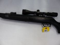 A KRAL .22 BREAK BARREL AIR RIFLE WITH SIMMONS 3-9 x40 SCOPE.